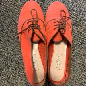 Festa Milano size 40 lace up suede/ver cuoio shoe made in Italy